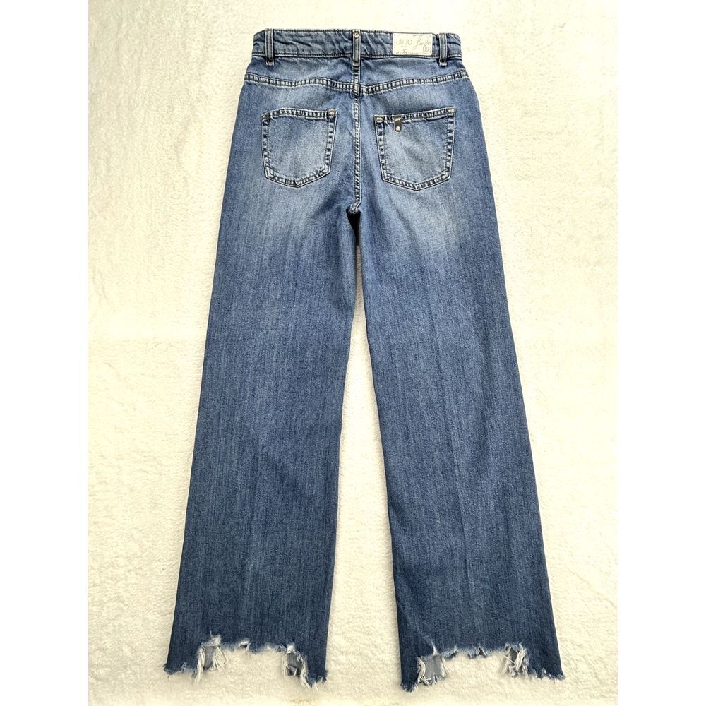 LIU JO Milano Distressed Raw Hem High Jean Women 28‎ Statement Piece Wide Leg